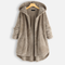 Ladies long winter button down jacket | Hood-3