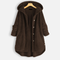 Ladies long winter button down jacket | Hood-4