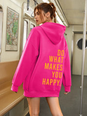 Sweater with a casual text logo design, monochrome style and hood for women-2