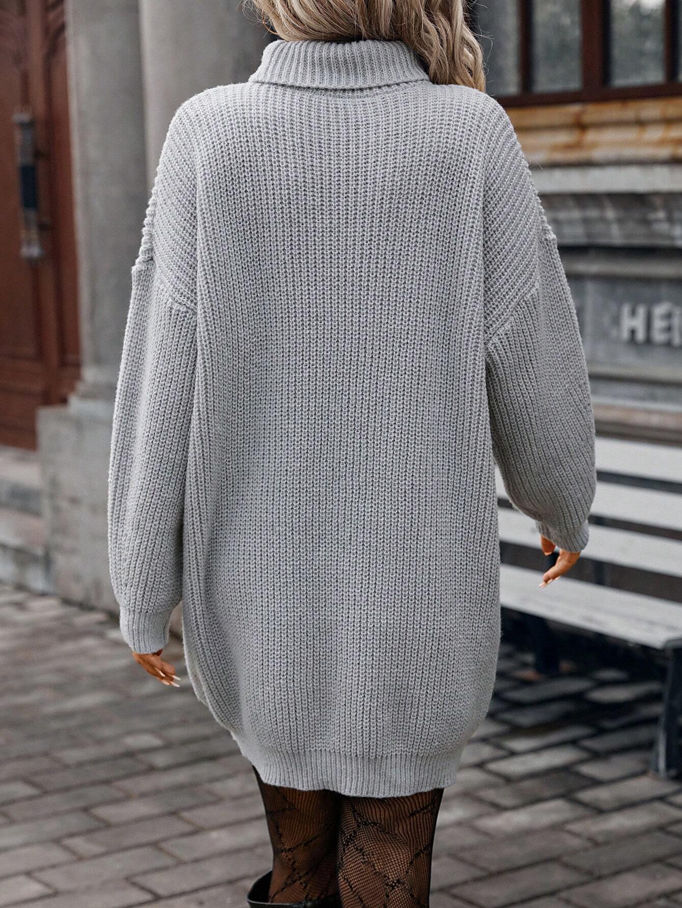 Vintage style sweater with turtleneck and two-tone design for women-6