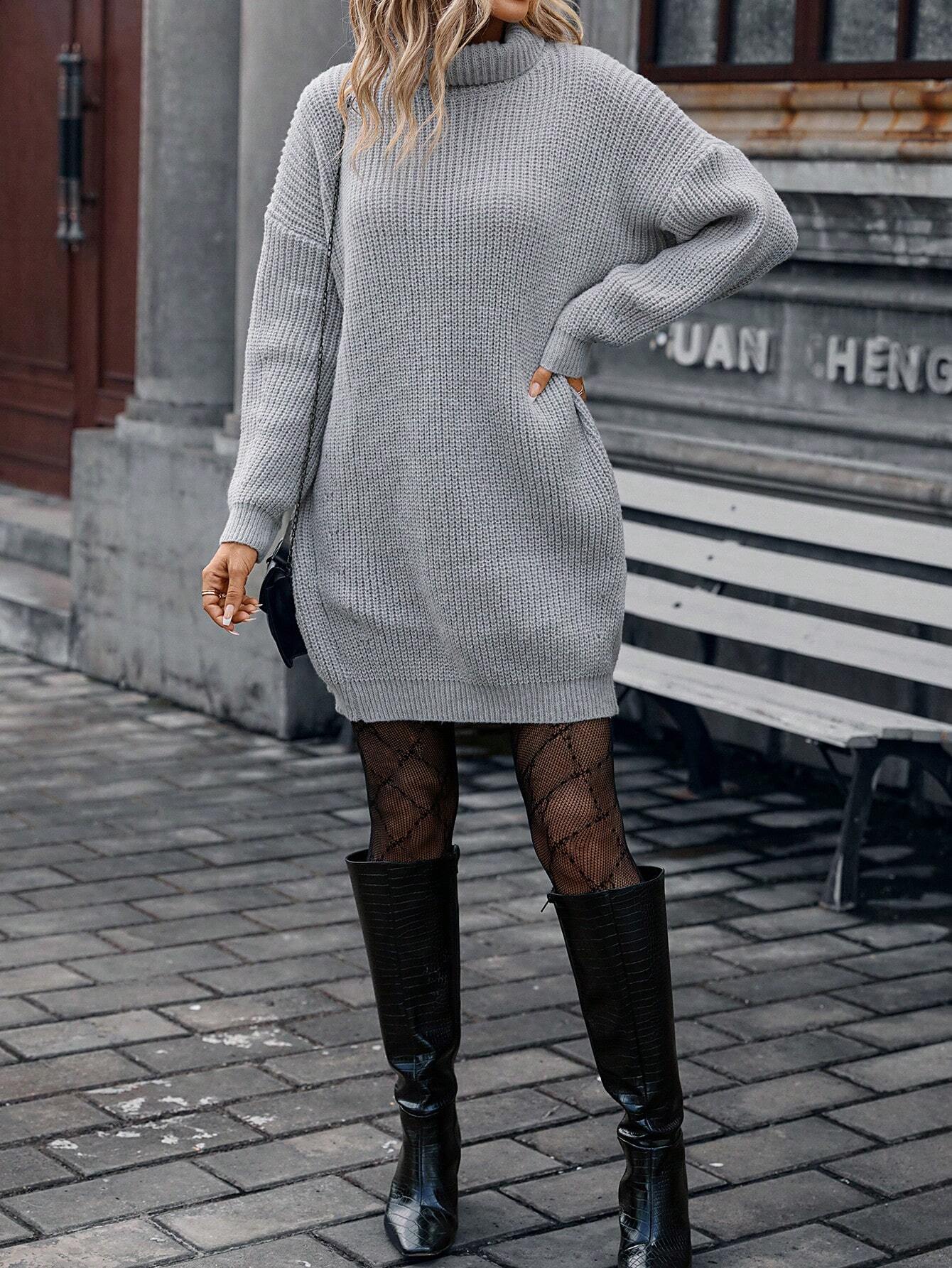 Vintage style sweater with turtleneck and two-tone design for women-5