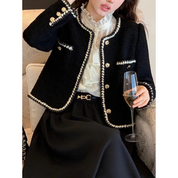 Women elegant short vintage jacket | Pearl button-2