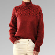Sweater with elegant and warm turtleneck, cross-stitch design, unisex-2