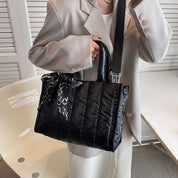 Elena | Quilted Nylon Crossbody Handbag with Silk Scarf Accent