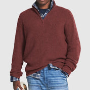Men’s Half-Zip Knit Sweater - Ribbed Texture - High Collar - Relaxed Fit-6