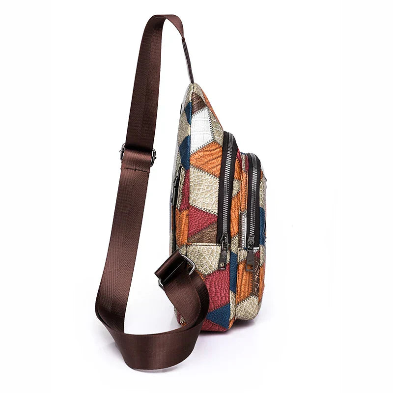 Fleur | Women's Color Block Crossbody Bag made of embossed PU Leather