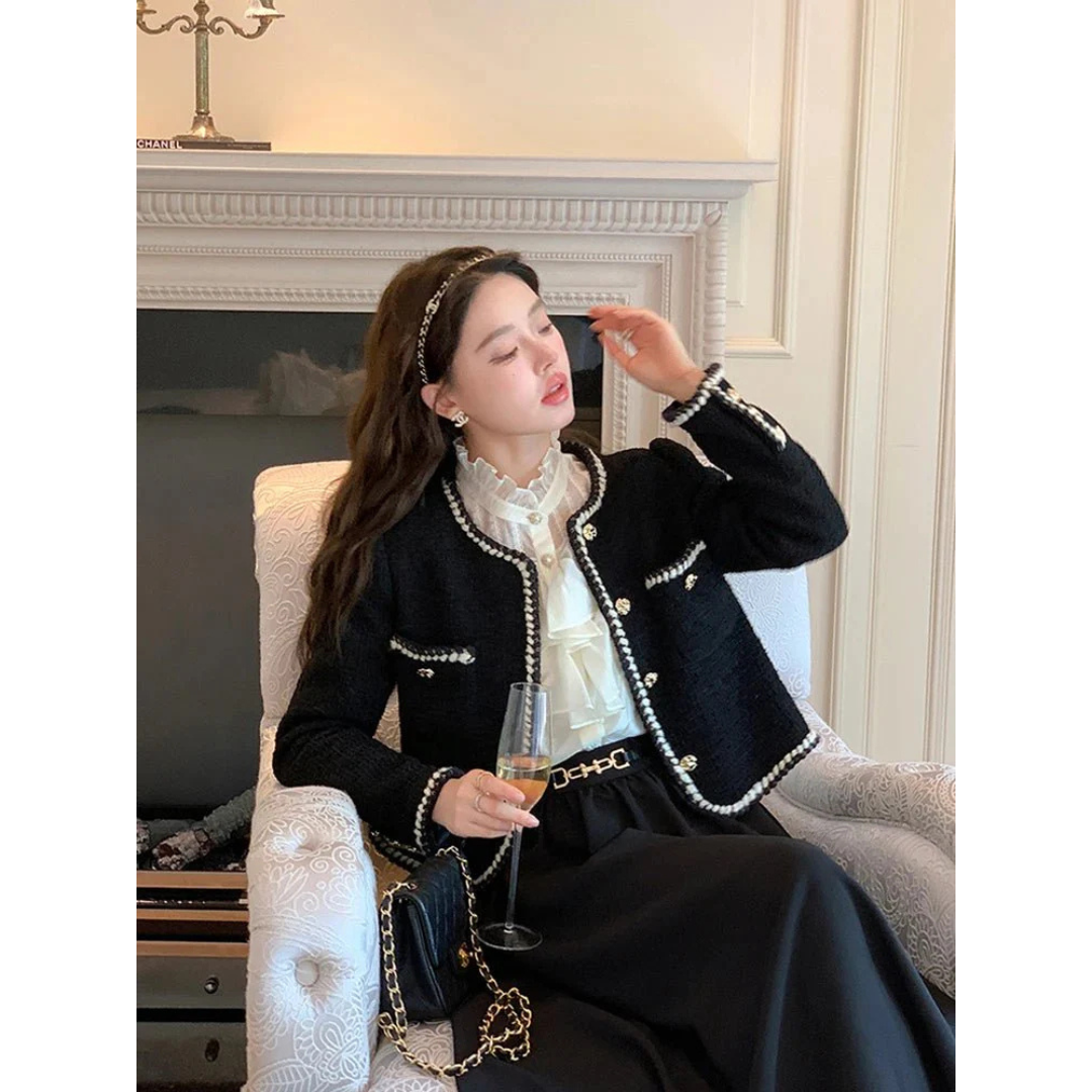 Women elegant short vintage jacket | Pearl button-3