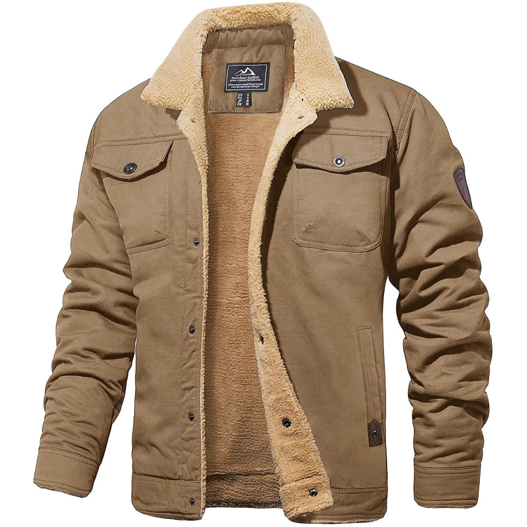 Men's warm winter thick jacket | Down button-4