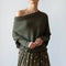 Sweater with asymmetrical draping and loose cut for women-3