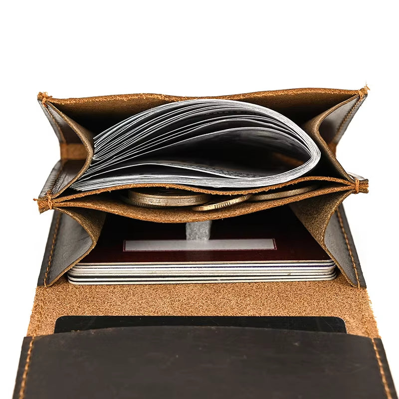 Lucas | Vintage Bifold Rundleather Travel Wallet with Snap Closure