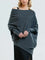 Sweater with asymmetrical draping and loose cut for women-6