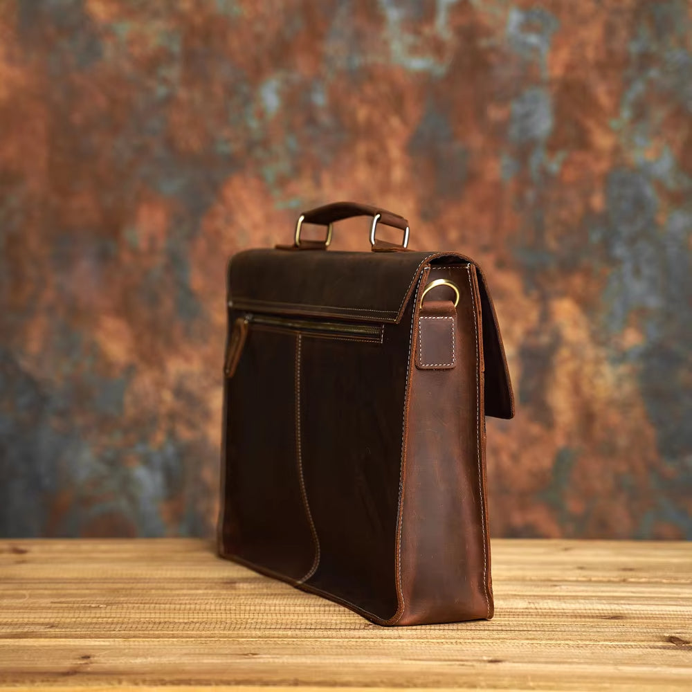 Liam | Retro Leather Crossbody Laptop Travel Messenger Handbag