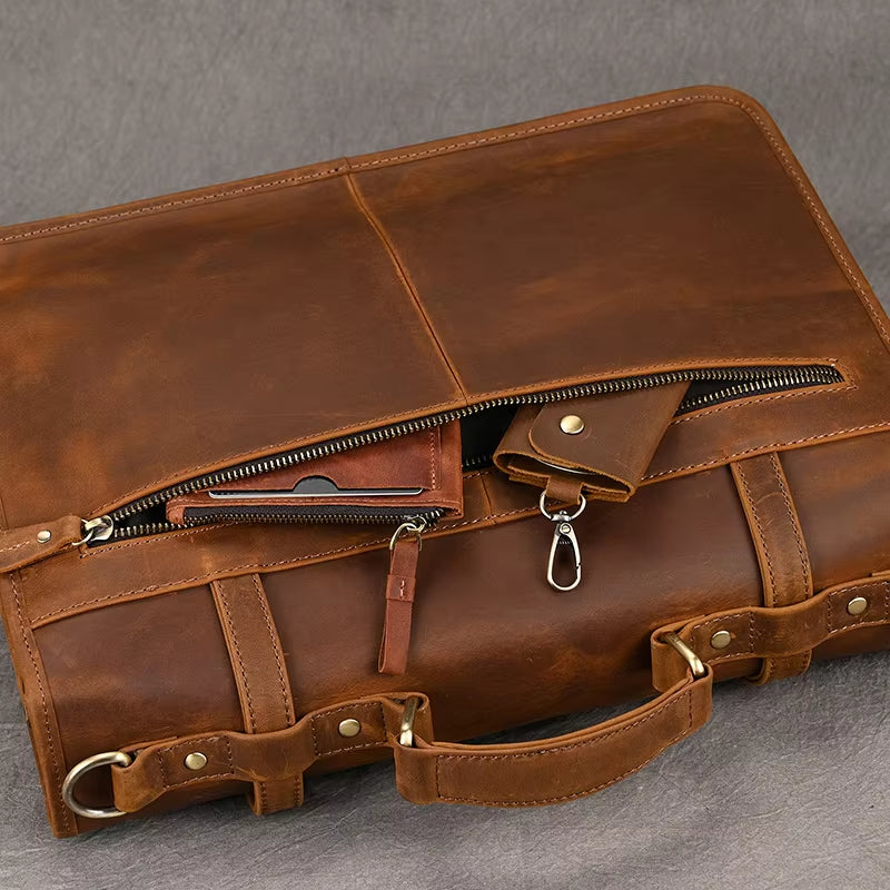 Daniel | Men's Leather Crossbody Messenger Laptop Bag Travel Bag