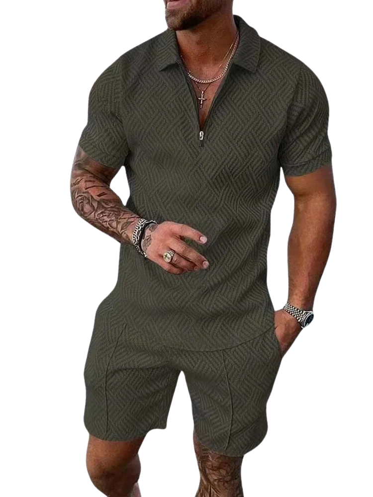 Peter | Stylish Textured Polo and Short Set