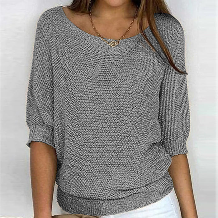 Sweater in the two -tone design made of soft knitting material for women-3