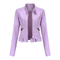 Women's zipper short biker jacket | Long -sleeved-5