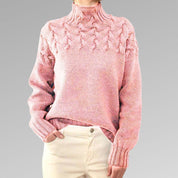 Sweater with elegant and warm turtleneck, cross-stitch design, unisex-4