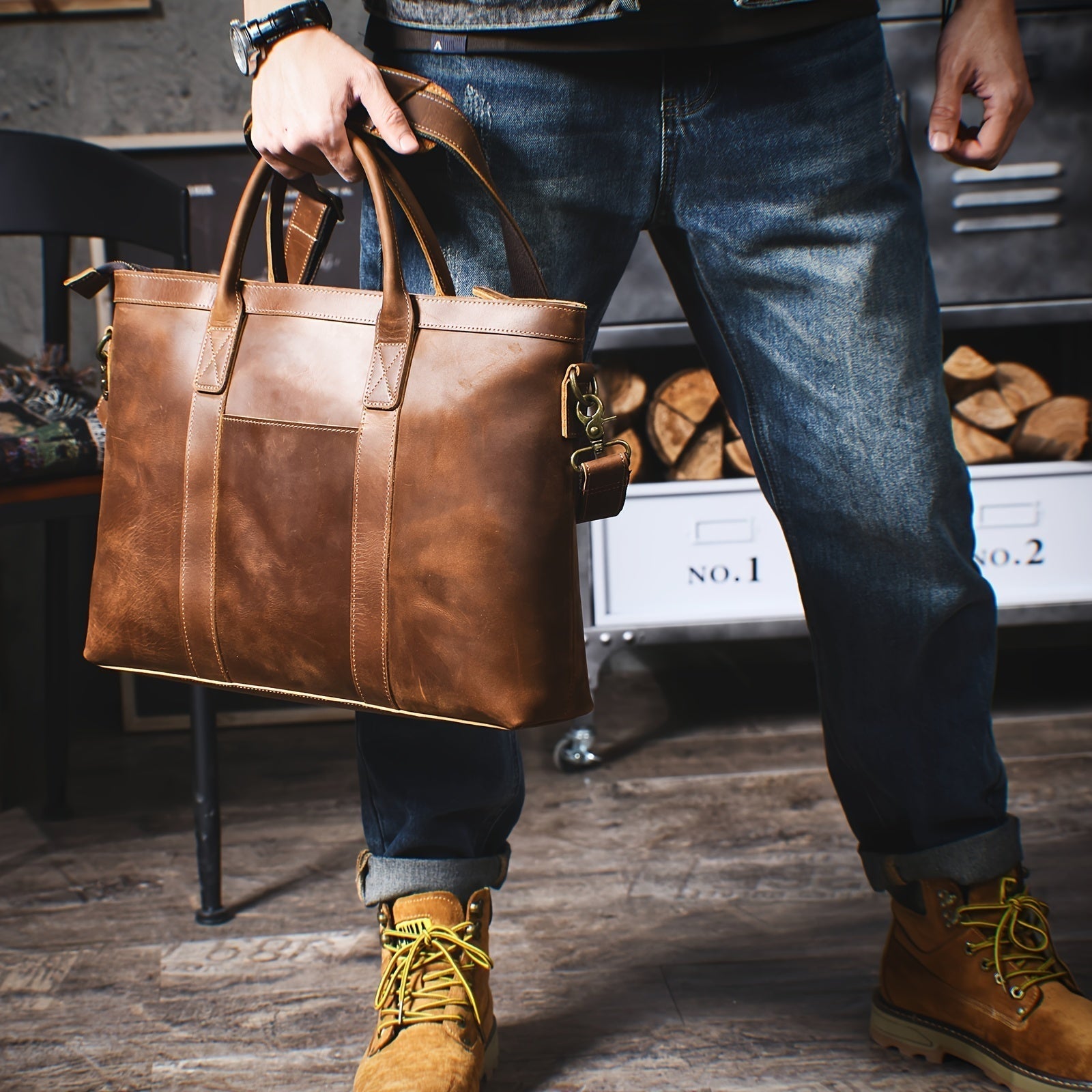 Felix | Vintage Leather Crossbody Travel Laptop Messenger Bag