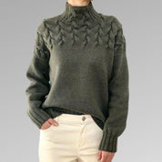 Sweater with elegant and warm turtleneck, cross-stitch design, unisex-6