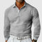 Men’s Knitted Polo Shirt - Waffle Texture - Slim Fit - Long Sleeve Smart Casual-5