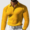 Men’s Knitted Polo Shirt - Waffle Texture - Slim Fit - Long Sleeve Smart Casual-3