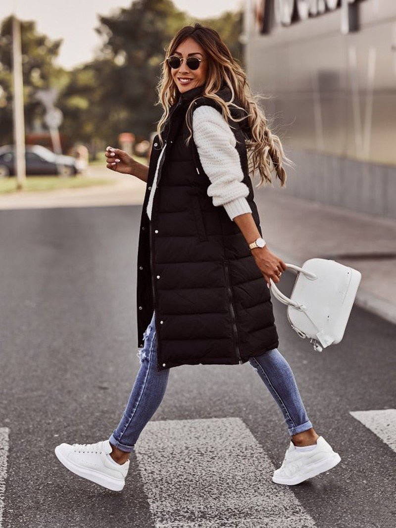 Juliette Bodywarmer | Stylish quilted knee-length vest for women