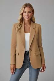 Elegant Women's Blazer with Notched Lapel and Tailored Fit for Professional and Casual Wear 7