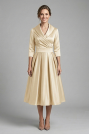 Elegant Women's Midi Dress with Wrap Neckline and Pleated Skirt for Versatile Style 6