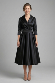 Elegant Women's Midi Dress with Wrap Neckline and Pleated Skirt for Versatile Style 8
