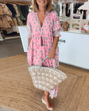 Floral V-Neck Maxi Dress for Women - Elegant Summer Style 2