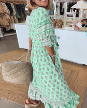 Floral V-Neck Maxi Dress for Women - Elegant Summer Style 7