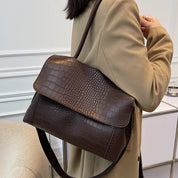 Eva | Luxe Croc-Flap Shoulder Bag