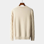 Unisex Cashmere Sweater – Relaxed Fit – Cable Knit – Ribbed Crew Neck-3
