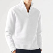 Men's Quarter-Zip Sweater - Soft Knit Fabric - High Collar - Ribbed Cuffs & Hem-1