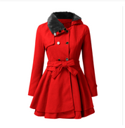 Liza | Elegant Flare Hem Double-Breasted Belted Coat