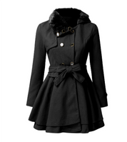 Liza | Elegant Flare Hem Double-Breasted Belted Coat