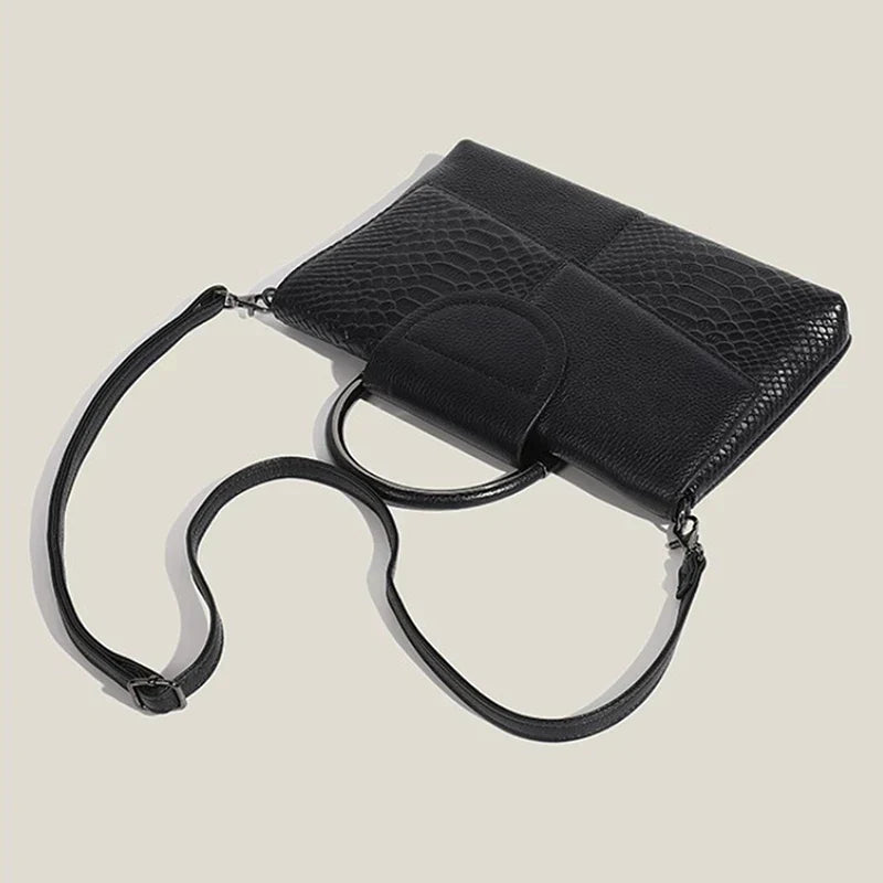Clara | Retro Leather Shoulder Bag with Crocodile Pattern