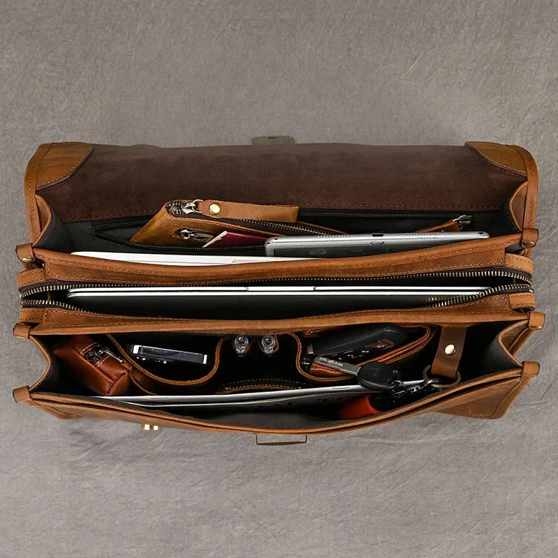 Daniel | Men's Leather Crossbody Messenger Laptop Bag Travel Bag