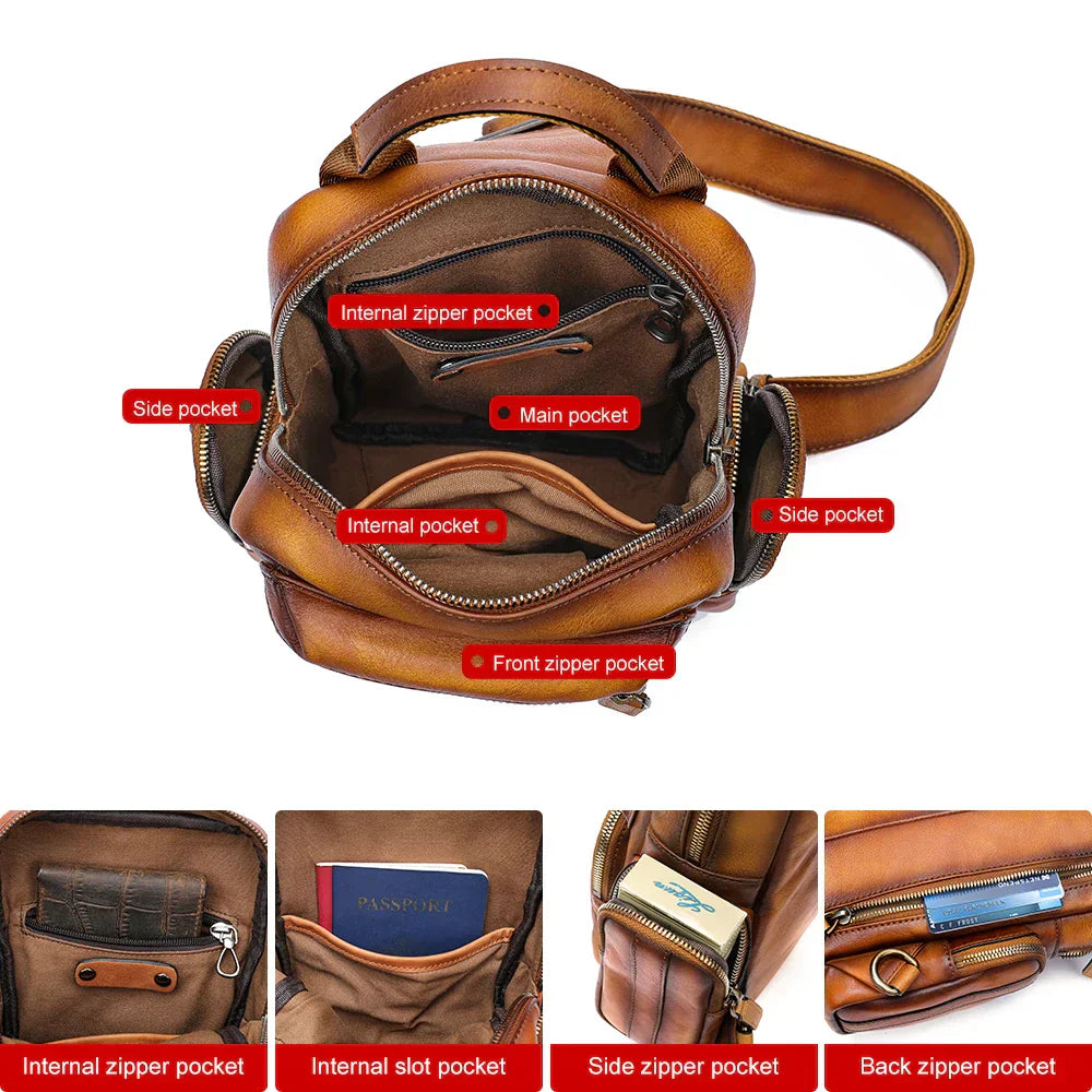 Liam | Vintage Cowhide Leather Shoulder Bag Travel Bag