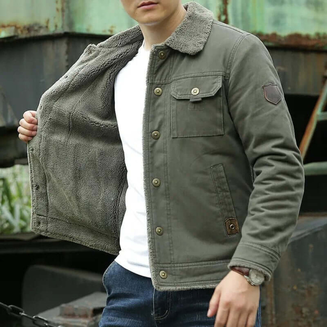 Men's warm winter jacket | Down button-5