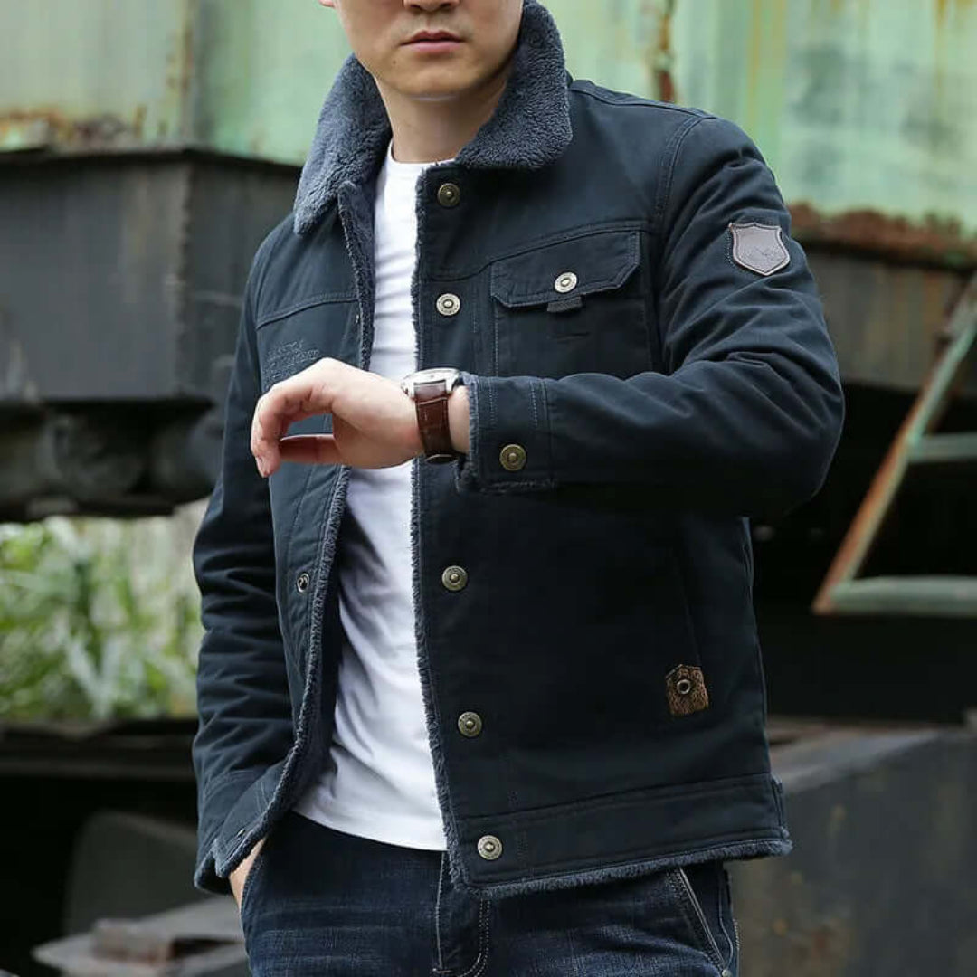 Men's warm winter jacket | Down button-4