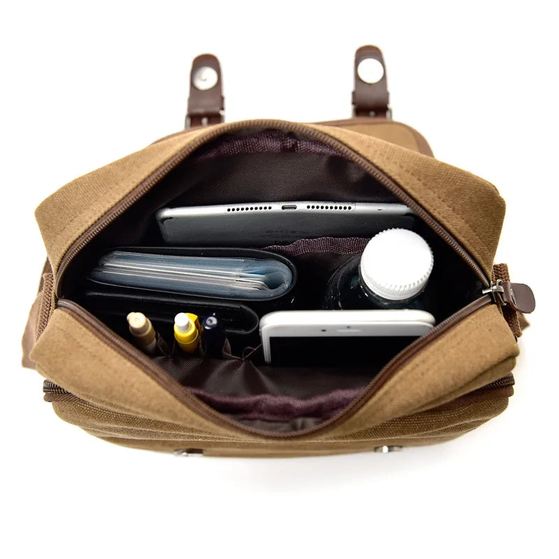 Luca | Small Canvas Crossbody Messenger Bag with Multiple Compartments