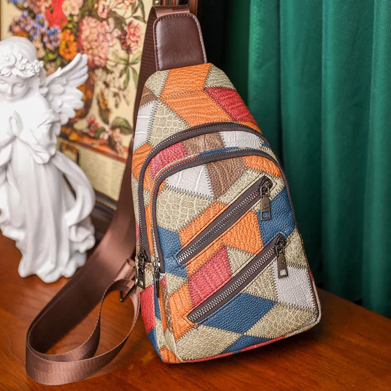 Fleur | Women's Color Block Crossbody Bag made of embossed PU Leather