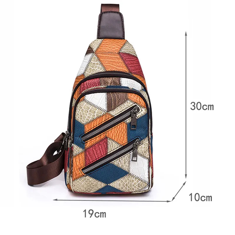 Fleur | Women's Color Block Crossbody Bag made of embossed PU Leather