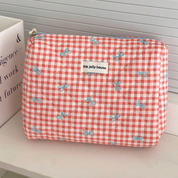 Chloe | Charming checked makeup pouch set with bow design