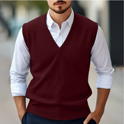 Men’s Sleeveless V-Neck Sweater – Fine Knit – Classic Fit – Ribbed Trim – Smart Layering-3