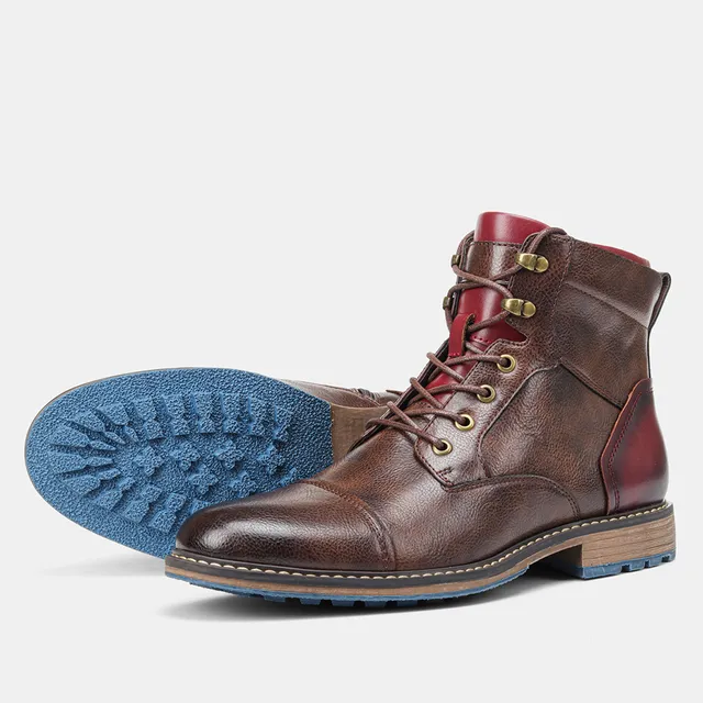 Men’s Leather Ankle Boots - Durable Slip-Resistant Sole - Casual Comfortable Fit-5