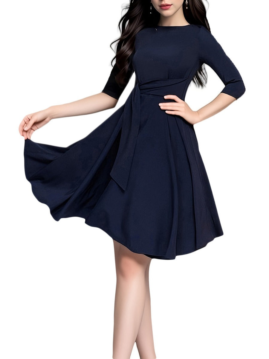 VIOLET |  Elegant Midi Dress wih Bow