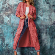 Long female sweater with wave pattern - warm & elegant