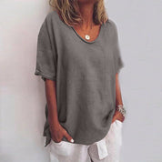 White Loose Blouse for Women - Elegant Summer Top with Flattering Fit and Lightweight Comfort 1
